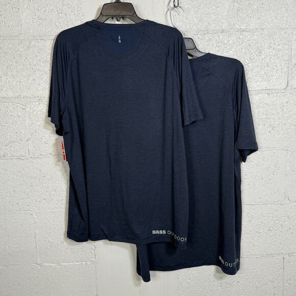 BASS OUTDOOR Men's Micro Tech Performance Tee shirt set of 2 Navy Blazer Large - Picture 6 of 6